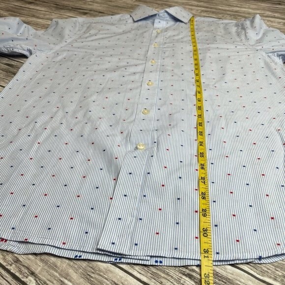 J.A.C.H.S. Manufacturing Co. Button Down Shirt Size 16.5 34-35 Red White & Blue - Picture 13 of 14